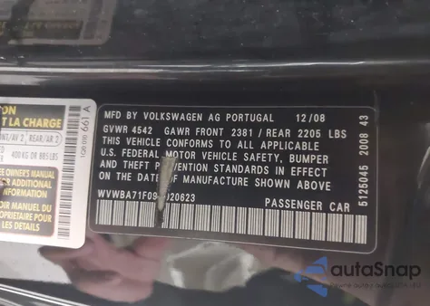 2009 Volkswagen Eos Komfort из США, поврежденный, VIN WVWBA71F09V020623